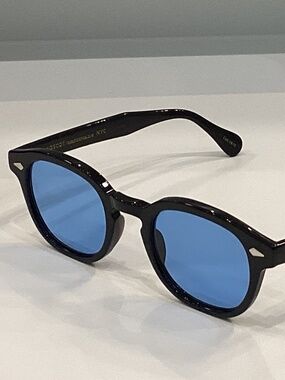 MOSCOT LEMTOSH Unisex Classic Sunglasses 49-24-145  Black Frame/Blue Lens